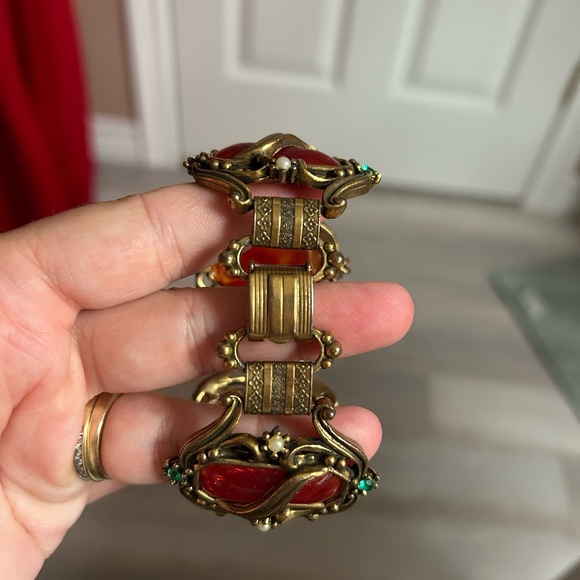 EDWARDIAN SELRO Vintage bronze and orange Bracelet 7 inches 🧡 HOST PICK - Picture 7 of 8